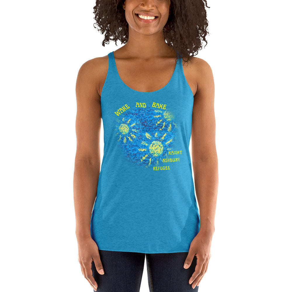 Haight Ashbury Refugee - Wake and Bake - Women's Racerback Tank Top - Next Level 6733